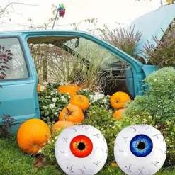 2pcs Halloween Red Balloon Set - Jumbo Aluminum Film Balloons, Inflatable Eyeball Decorations for Haunted House and Halloween Parties