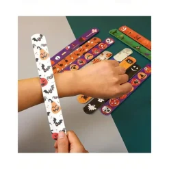 12pcs Halloween Slap Bracelets for Children Birthday Gift Snap Band Bracelets for Girl Boy Game Toy Party Party Favors School Goodie Bags