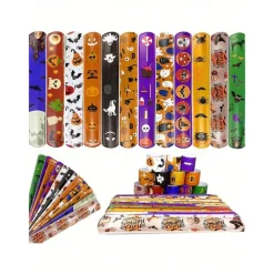 12pcs Halloween Slap Bracelets for Children Birthday Gift Snap Band Bracelets for Girl Boy Game Toy Party Party Favors School Goodie Bags