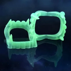 5Pcs Halloween Vampire Denture Luminous Dress Up Props Horror Zombie Teeth Fake Tiger Teeth Grim Reaper Braces Luminous Dentures