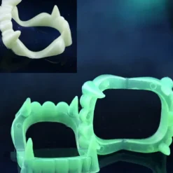 5Pcs Halloween Vampire Denture Luminous Dress Up Props Horror Zombie Teeth Fake Tiger Teeth Grim Reaper Braces Luminous Dentures