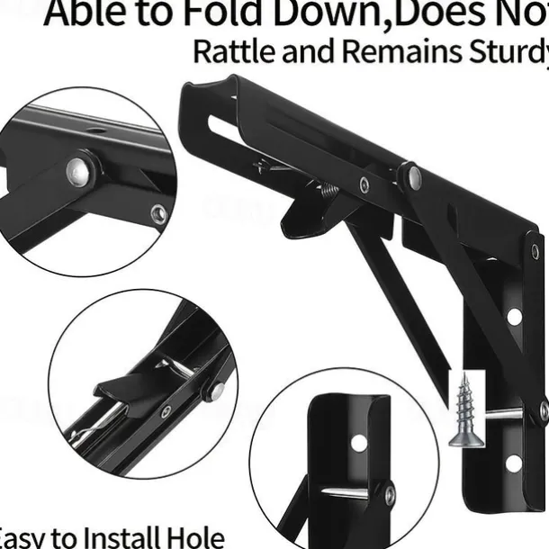 2pcs Heavy Duty Folding Shelf Brackets - 8", 10" & 12" - Wall Mounted for Bench Table with Screws