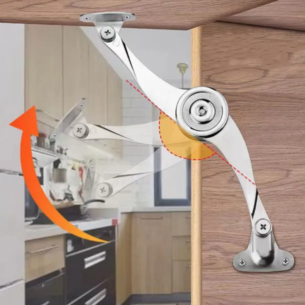 2Pcs Hydraulic Randomly Stop Hinges Kitchen Cabinet Door Adjustable Polish Hinge Furniture Lift Up Flap Stay Support Hardware