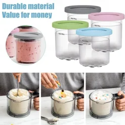 4pcs Ice Cream Pints Cup Containers With Lids Replacements For Ninja Creami Pints