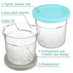 4pcs Ice Cream Pints Cup Containers With Lids Replacements For Ninja Creami Pints