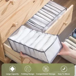 2/4pcs Jeans Compartment Storage Box Closet Clothes Drawer Mesh Separation Box Stacking Pants Drawer Divider Can Washed Home Organizer