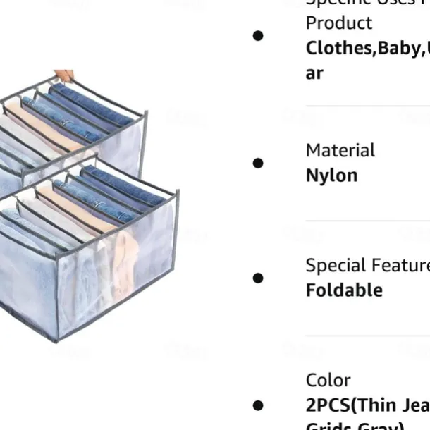 2/4pcs Jeans Compartment Storage Box Closet Clothes Drawer Mesh Separation Box Stacking Pants Drawer Divider Can Washed Home Organizer