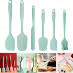 6pcs, Large and Small Silicone Spatulas, Oil Brush, and Long Macaron Spatula - Essential Baking Supplies for Cakes, Cheese, and More