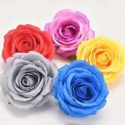 5PCS Large Artificial Rose Silk Flower Heads, DIY Wedding Decor, Wreaths, Scrapbooking, Faux Flowers for Christmas, Home, Garden, and Candy Box Decoration
