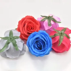 5PCS Large Artificial Rose Silk Flower Heads, DIY Wedding Decor, Wreaths, Scrapbooking, Faux Flowers for Christmas, Home, Garden, and Candy Box Decoration