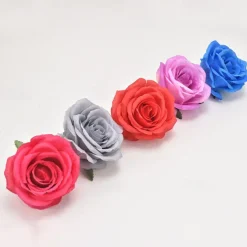 5PCS Large Artificial Rose Silk Flower Heads, DIY Wedding Decor, Wreaths, Scrapbooking, Faux Flowers for Christmas, Home, Garden, and Candy Box Decoration