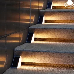 2pcs LED Groud Lights Solar Step Lights Outdoor Stair Lights LED Lens Design Super Bright IP67 Waterproof Anti-theft Stair Light Decor Lighting For Garden Deck Garden Lamp