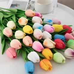 10pcs Lifelike PU Tulip Artificial Flowers: Perfect for Home Decor, Wedding Decorations, and Events - Realistic Feel Tulips for Added Elegance