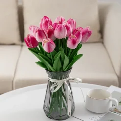 10pcs Lifelike PU Tulip Artificial Flowers: Perfect for Home Decor, Wedding Decorations, and Events - Realistic Feel Tulips for Added Elegance