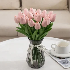 10pcs Lifelike PU Tulip Artificial Flowers: Perfect for Home Decor, Wedding Decorations, and Events - Realistic Feel Tulips for Added Elegance