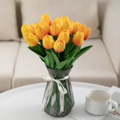 10pcs Lifelike PU Tulip Artificial Flowers: Perfect for Home Decor, Wedding Decorations, and Events - Realistic Feel Tulips for Added Elegance