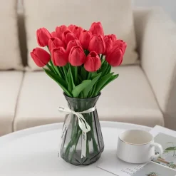 10pcs Lifelike PU Tulip Artificial Flowers: Perfect for Home Decor, Wedding Decorations, and Events - Realistic Feel Tulips for Added Elegance