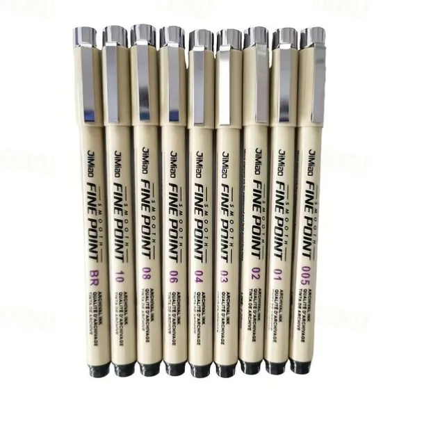12Pcs Line Markers Plastic Drawing Pens Fine Point Line Painting Pens Compatible Writing Painting 005 01 02 03 04 05 08 Brush Different Tip Black Fineliner Sketching Pen