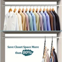 10pcs Magic Hanger - Space Saving Wardrobe Organizer For Heavy Clothes - Sturdy Plastic Multifunctional Hanger For Clothing Stores