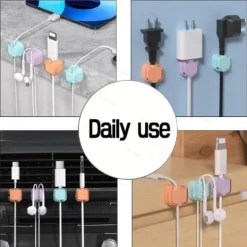 6pcs Magnetic Cable Organizer Clips - Self-Adhesive Cord Management Holder for Desk, No Nails Needed, Cable Clamp and Ties for Wire Storage and Organization