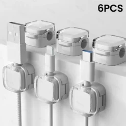 6pcs Magnetic Cable Organizer Clips - Self-Adhesive Cord Management Holder for Desk, No Nails Needed, Cable Clamp and Ties for Wire Storage and Organization