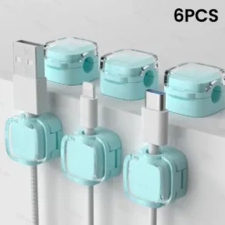 6pcs Magnetic Cable Organizer Clips - Self-Adhesive Cord Management Holder for Desk, No Nails Needed, Cable Clamp and Ties for Wire Storage and Organization