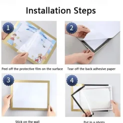 10pcs Magnetic Picture Frame A4 Poster Cover Photo Frame Reusable Golden/Silvery/Black Display Rack Hanger For Wall Decor