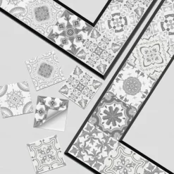 24/48pcs Mandala Self-adhesive Wall Stickers Waterproof Classic Moroccan Tile Stickers Creative Kitchen Bathroom Living Room