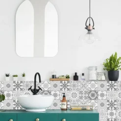 24/48pcs Mandala Self-adhesive Wall Stickers Waterproof Classic Moroccan Tile Stickers Creative Kitchen Bathroom Living Room