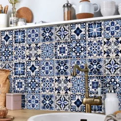 24/48pcs Mandala Self-adhesive Wall Stickers Waterproof Classic Moroccan Tile Stickers Creative Kitchen Bathroom Living Room