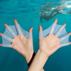 2Pcs Men Women Child Silicone Swim Pool Sports Professional Training Swimming Half Finger Hand Fins Webbed Gloves Paddles Equipment