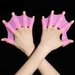 2Pcs Men Women Child Silicone Swim Pool Sports Professional Training Swimming Half Finger Hand Fins Webbed Gloves Paddles Equipment