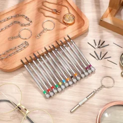 13pcs Micro Precision Watch Screwdriver Jeweler Watch Screwdriver Set 0.6-2.0mm With 13 Extra Replace Blades For Watch Repair Jewelry Eyeglasses Electronics