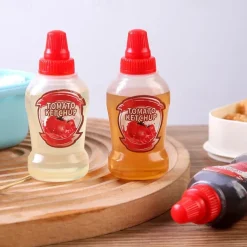 4pcs Mini Condiment Squeeze Bottles 40ml Honey/Ketchup/Soy Sauce/Salad Dressing Dispensers Lunchbox Squeezable Containers Jars