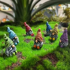 7pcs Mini Gnome Statue Set – Charming Resin Garden Figurines for Fairy Garden, Planters, and Home Décor – Perfect for Outdoor Halloween and Rustic Themes