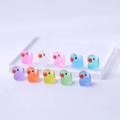 30pcs Mini Luminous Ducks Cute Resin Ducks Glow In The Dark Miniature Ornament Tiny Ducks For DIY Garden Dollhouse