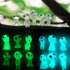 10Pcs Mini Luminous Tree Elves Spirit Princess Mononoke Micro Landscape Figure Ornament Glowing Miniature Gardening Potted Decor