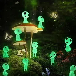 10Pcs Mini Luminous Tree Elves Spirit Princess Mononoke Micro Landscape Figure Ornament Glowing Miniature Gardening Potted Decor