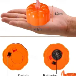 12pcs Mini Pumpkin Candles Flameless Candle Lights Thanksgiving Pumpkin Tea Lights LED Tea Light Pumpkin Candles Battery Operated Autumn Halloween Thanksgiving Home Decoration