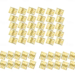50pcs Mini Pure Copper Hinges Retro Brass Hinges With 200 Pieces Replacement Screws For Wooden Box Jewelry Chest Box Cabinet DIY Accessories (10 X 8mm/0.4 X 0.3inch)