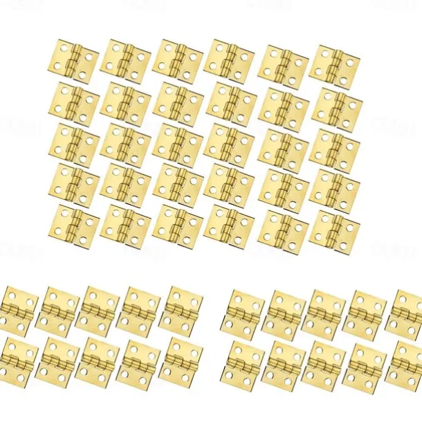 50pcs Mini Pure Copper Hinges Retro Brass Hinges With 200 Pieces Replacement Screws For Wooden Box Jewelry Chest Box Cabinet DIY Accessories (10 X 8mm/0.4 X 0.3inch)