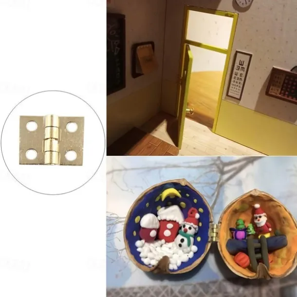 50pcs Mini Pure Copper Hinges Retro Brass Hinges With 200 Pieces Replacement Screws For Wooden Box Jewelry Chest Box Cabinet DIY Accessories (10 X 8mm/0.4 X 0.3inch)