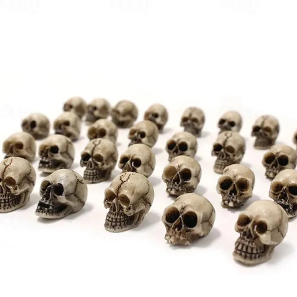 20pcs Mini Skulls, Halloween Small Skeleton Head Flowerpot Decor Realistic Skull Crafts Garden Decoration Bonsai Courtyard Ornaments