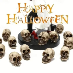 20pcs Mini Skulls, Halloween Small Skeleton Head Flowerpot Decor Realistic Skull Crafts Garden Decoration Bonsai Courtyard Ornaments