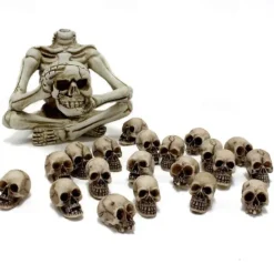 20pcs Mini Skulls, Halloween Small Skeleton Head Flowerpot Decor Realistic Skull Crafts Garden Decoration Bonsai Courtyard Ornaments