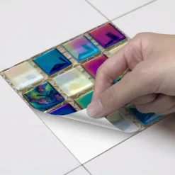 10pcs Mosaic Tile Sticker Waterproof Bathroom Wall Decoration Self-Adhesive Kitchen Oil Proof Wall Sticker Wall Decals 10*10cm