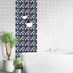 10pcs Mosaic Tile Sticker Waterproof Bathroom Wall Decoration Self-Adhesive Kitchen Oil Proof Wall Sticker Wall Decals 10*10cm