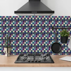 10pcs Mosaic Tile Sticker Waterproof Bathroom Wall Decoration Self-Adhesive Kitchen Oil Proof Wall Sticker Wall Decals 10*10cm