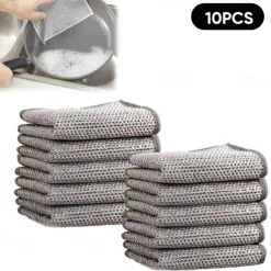 10/20/50pcs Multipurpose Wire Dishwashing Rags for Wet and Dry 2025 New Multifunctional Non-scratch Wire Dishcloth,Scrubs and Cleans for Dishes, Stove Tops, Easy Rinsing, Machine Washable