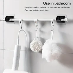 16PCS No-Drill Curtain Rod Brackets - Self-Adhesive Plastic Hooks, Universal Wall Mount for Bathroom, Kitchen, Home, and Hotel